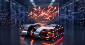 Analyse de marché de cryptomonnaies sur écran futuriste.