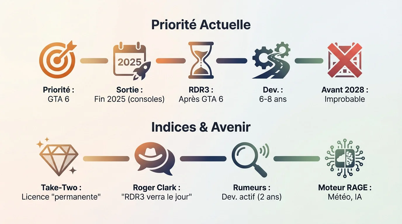 Infographie prévisionnelle de la sortie de Red Dead Redemption 3 après le lancement de GTA 6