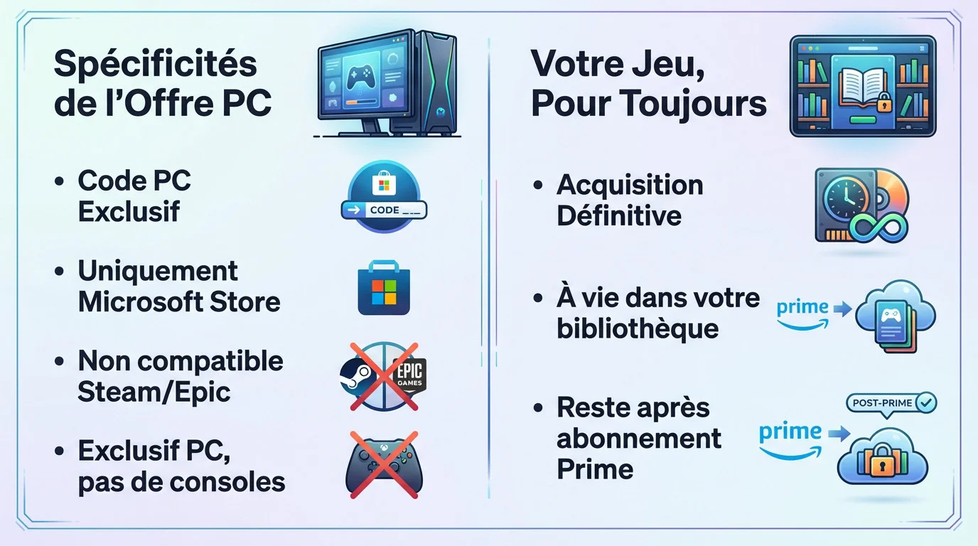 Infographie explicative sur l'obtention du jeu LEGO 2K Drive sur PC via Prime Gaming