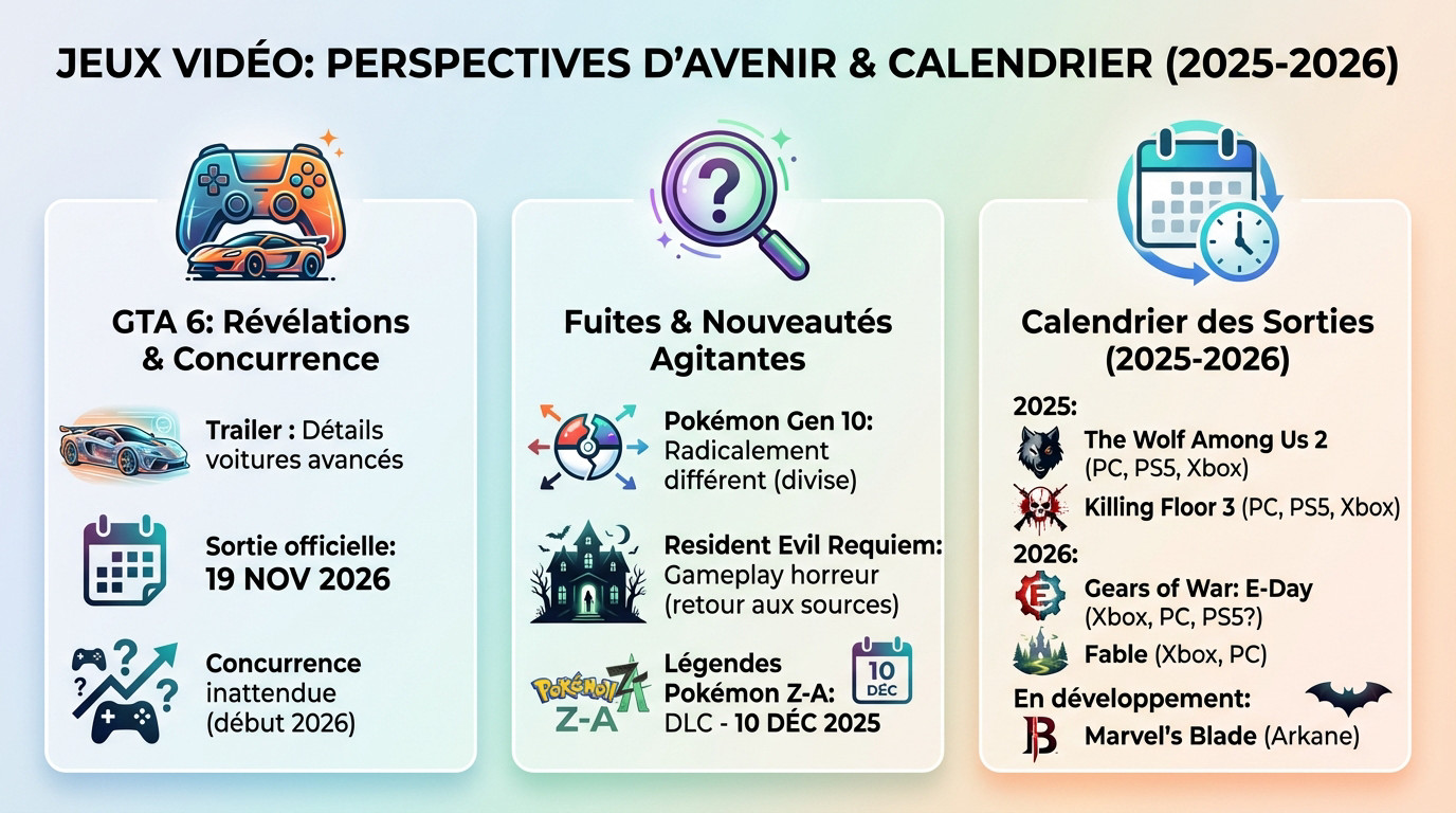 Calendrier des sorties jeux vidéo 2025-2026 et nouveautés GTA 6