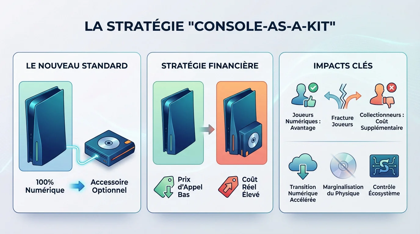 Concept de la PlayStation 6 modulaire avec lecteur de disque externe optionnel