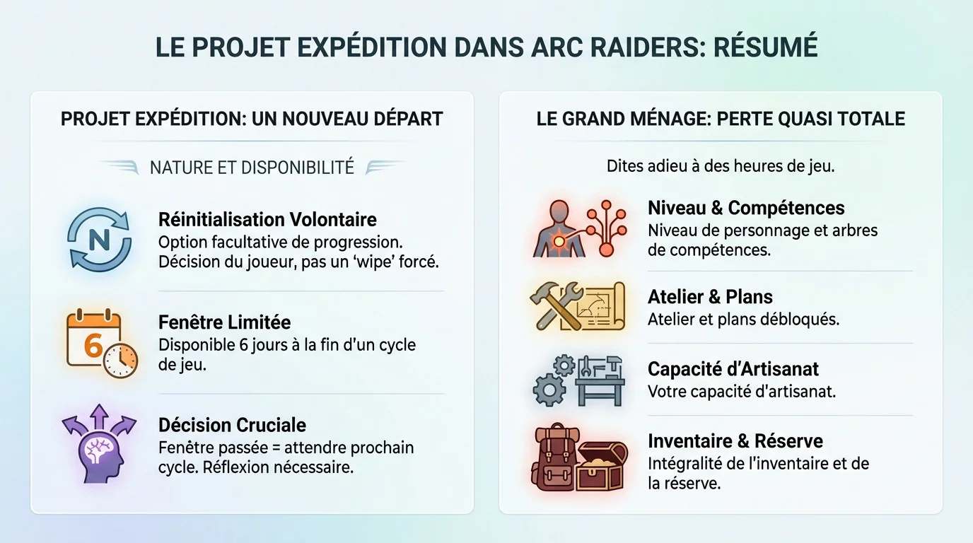 Résumé visuel des récompenses et pertes du Projet Expédition dans ARC Raiders