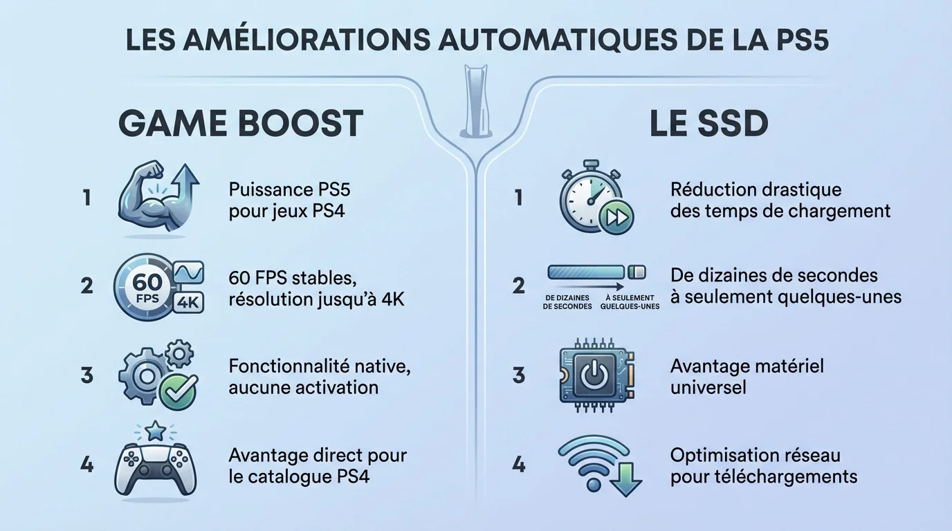 Comparaison visuelle des améliorations graphiques automatiques sur un jeu PS4 tournant sur PS5