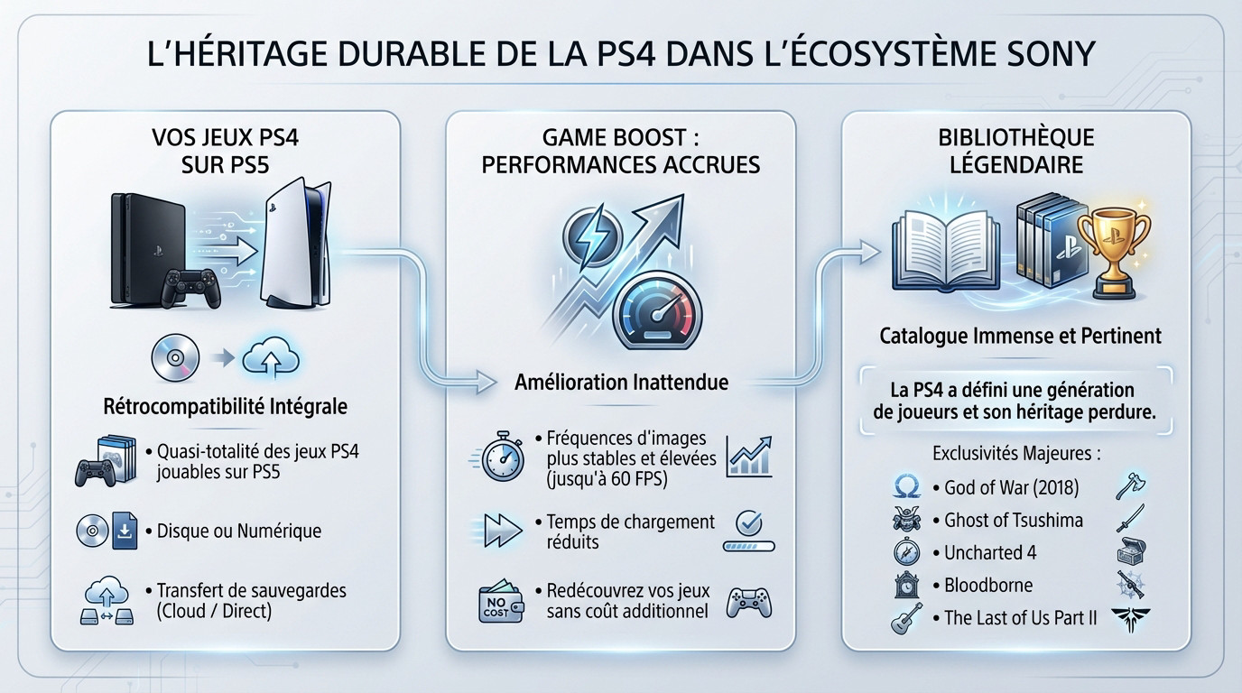 Console PlayStation 4 et sa manette DualShock 4, piliers de l'écosystème Sony