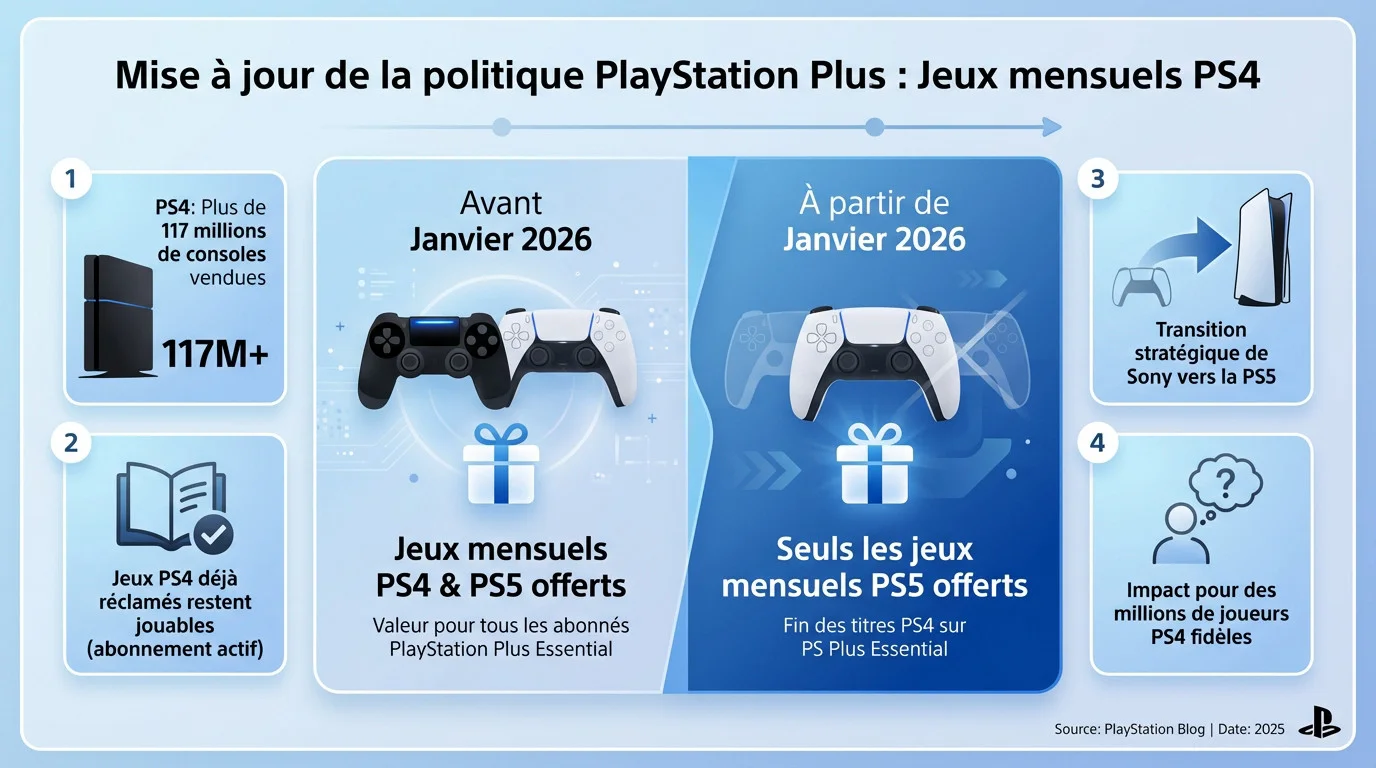 Aperçu des changements de l'abonnement PlayStation Plus concernant les jeux PS4 et PS5