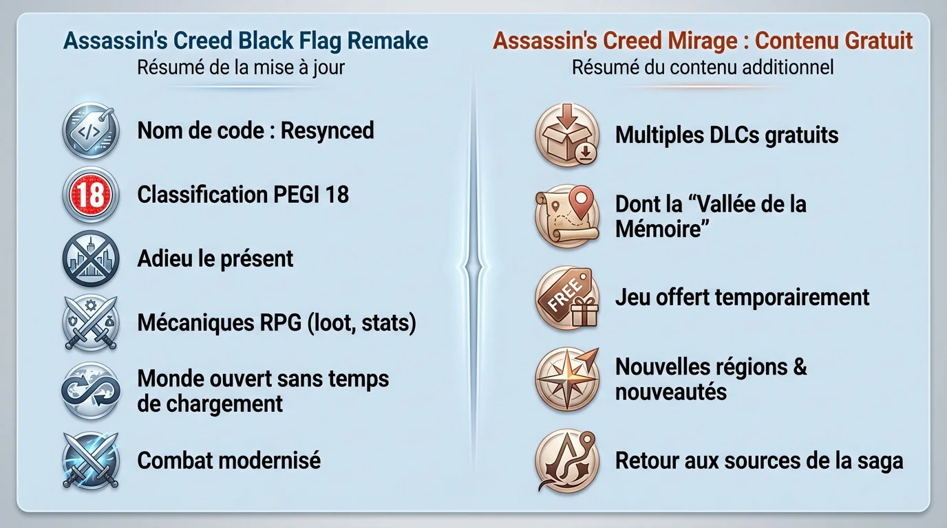 Mise à jour Assassin's Creed Black Flag Remake et Mirage