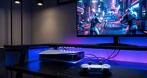 Console de jeu moderne avec écran et manette