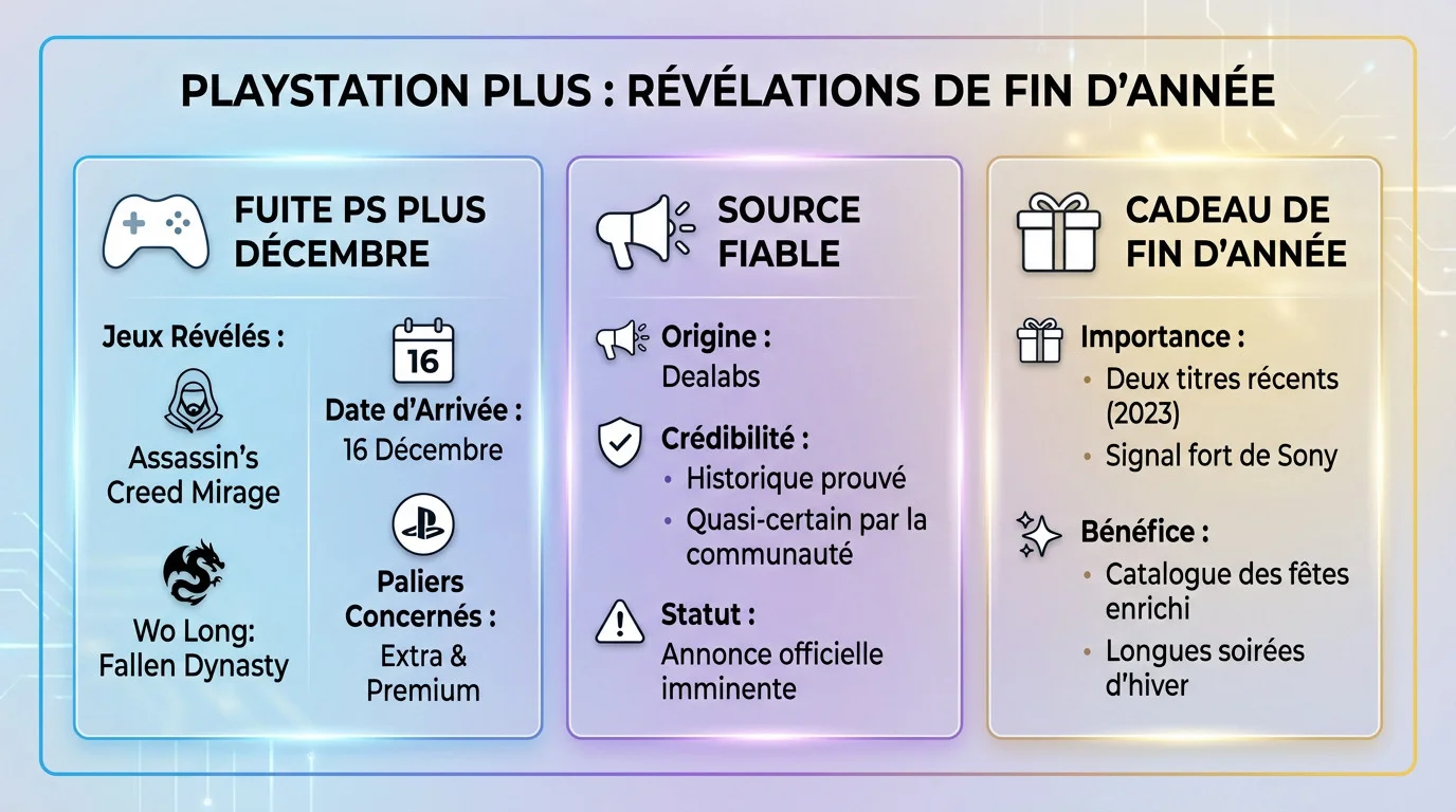 Assassin's Creed Mirage et Wo Long Fallen Dynasty rejoignent le catalogue PS Plus Extra et Premium en décembre
