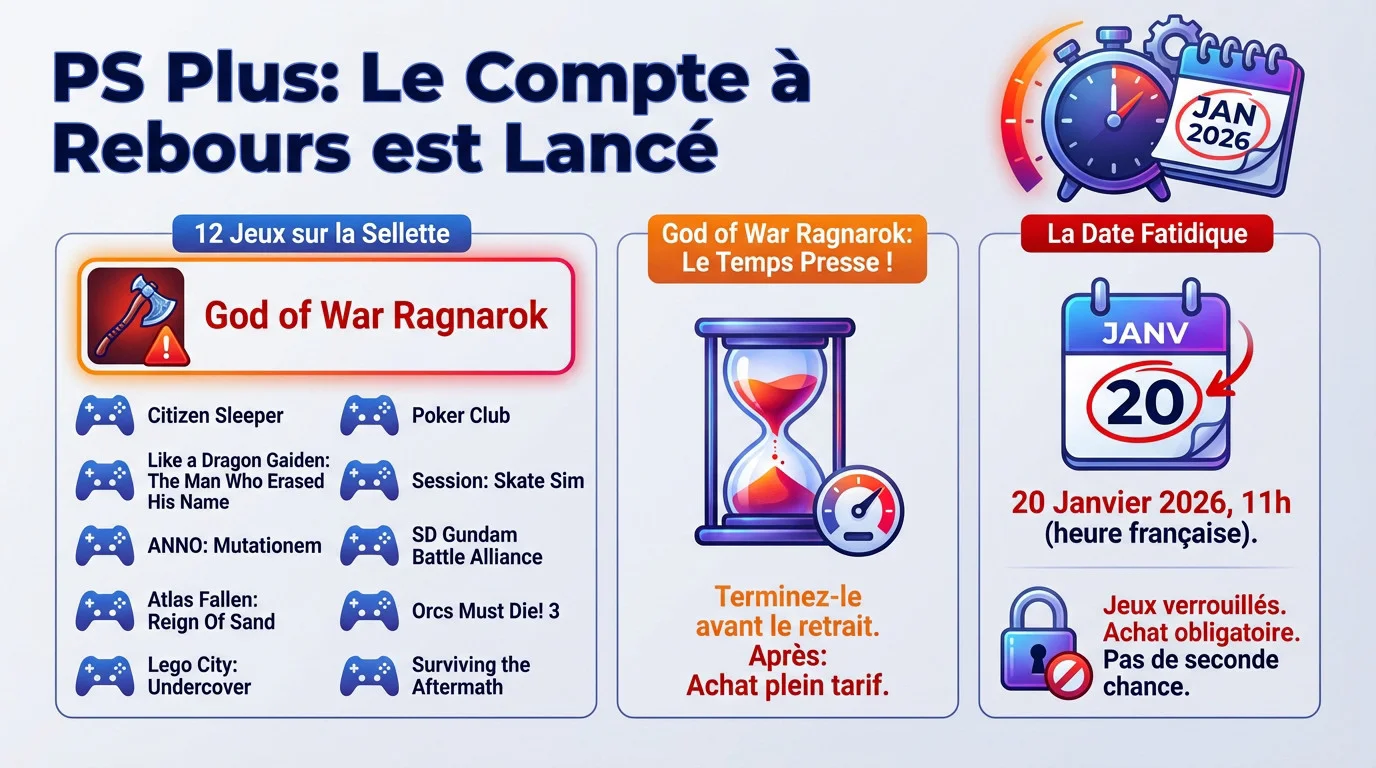 Rotation du catalogue PlayStation Plus Extra et Premium janvier 2026 avec retrait de jeux majeurs