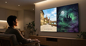 Personne regardant deux films différents à la maison.