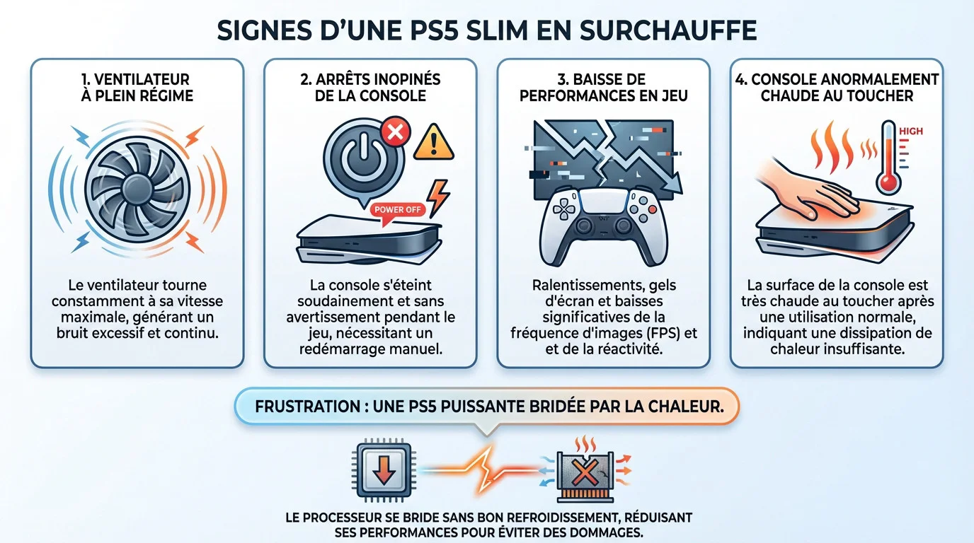 Console PS5 Slim montrant des signes de surchauffe critique