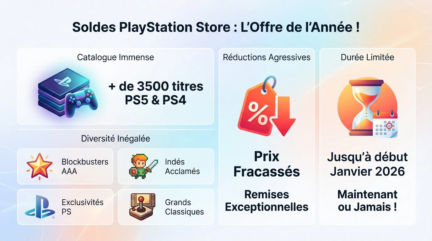Aperçu des soldes de fin d'année sur le PlayStation Store avec des jeux PS5 en promotion