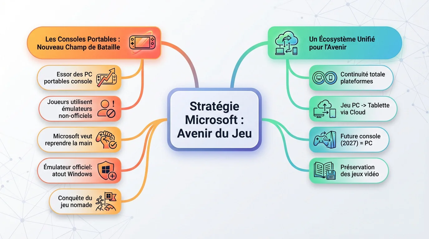 Illustration de la stratégie unifiée de Microsoft pour l'avenir du jeu vidéo et l'émulation