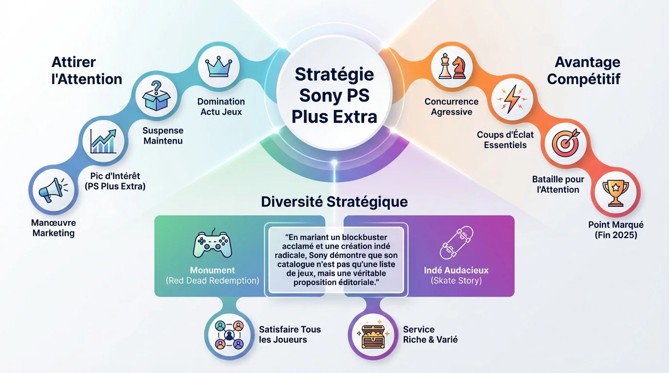 Illustration de la stratégie Sony pour le PS Plus Extra de décembre 2025