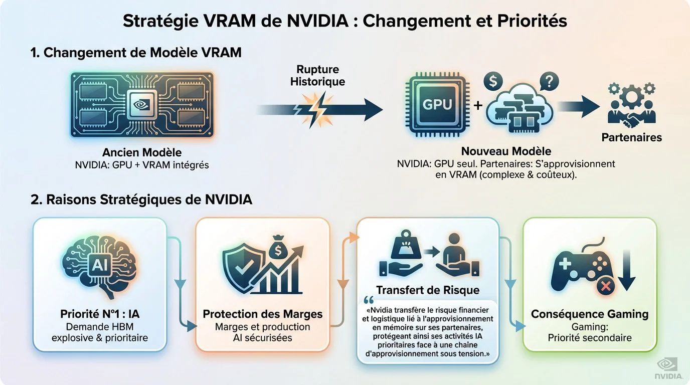 Stratégie Nvidia VRAM : priorité à l'IA et fin de l'approvisionnement pour les partenaires