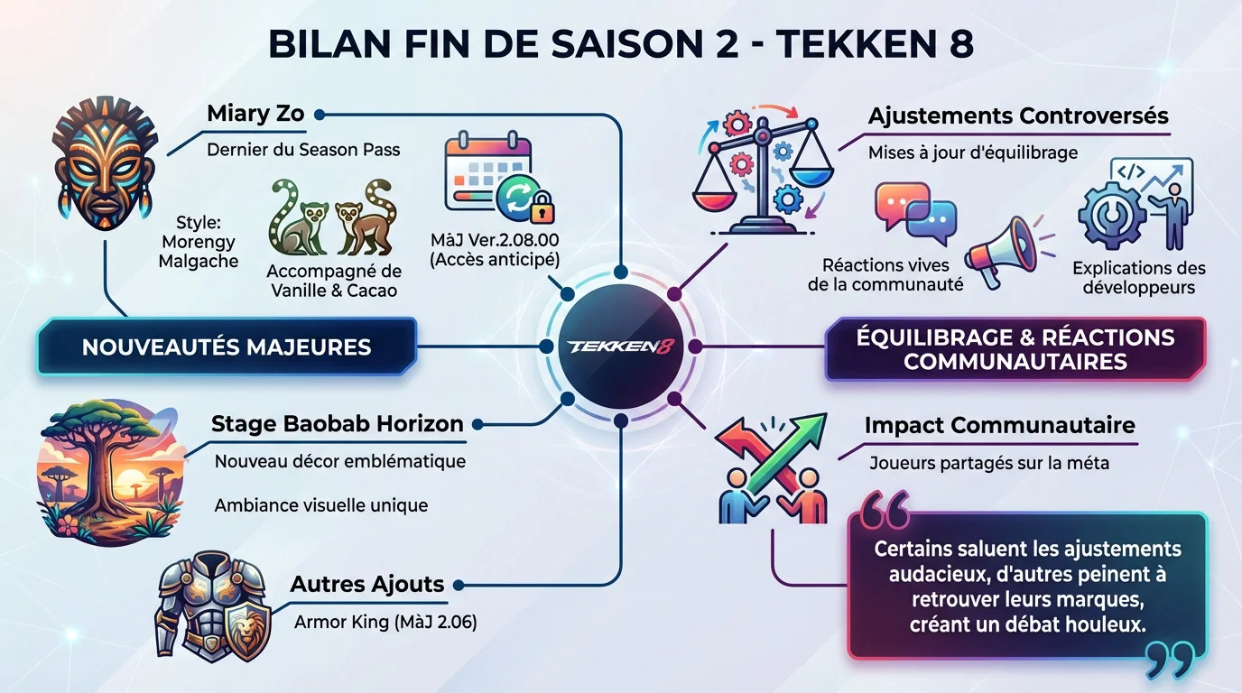 Tekken 8 saison 2 nouveautés Miary Zo et équilibrage Armor King