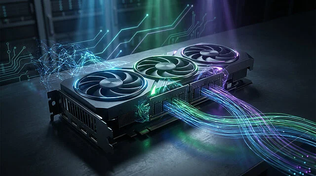 ai demands economic impact on high performance gpus Carte graphique avec effets lumineux numériques