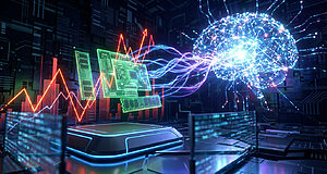 Cerveau numérique connecté au processeur informatique futuriste.