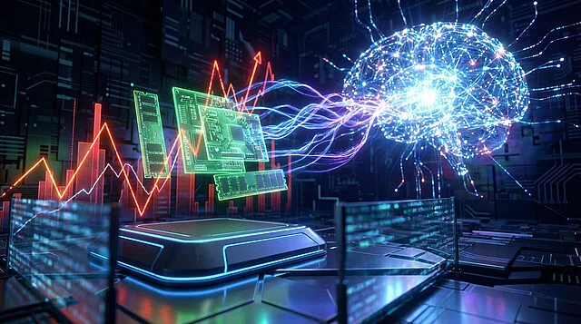 ai driven ram demand console production delays Cerveau numérique connecté au processeur informatique futuriste.
