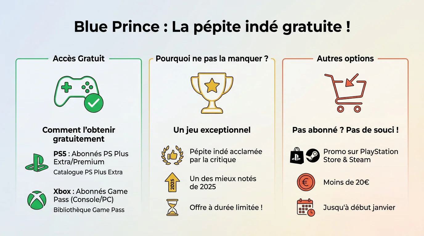 Illustration du jeu Blue Prince montrant le manoir mystérieux de Mt. Holly et son style graphique unique