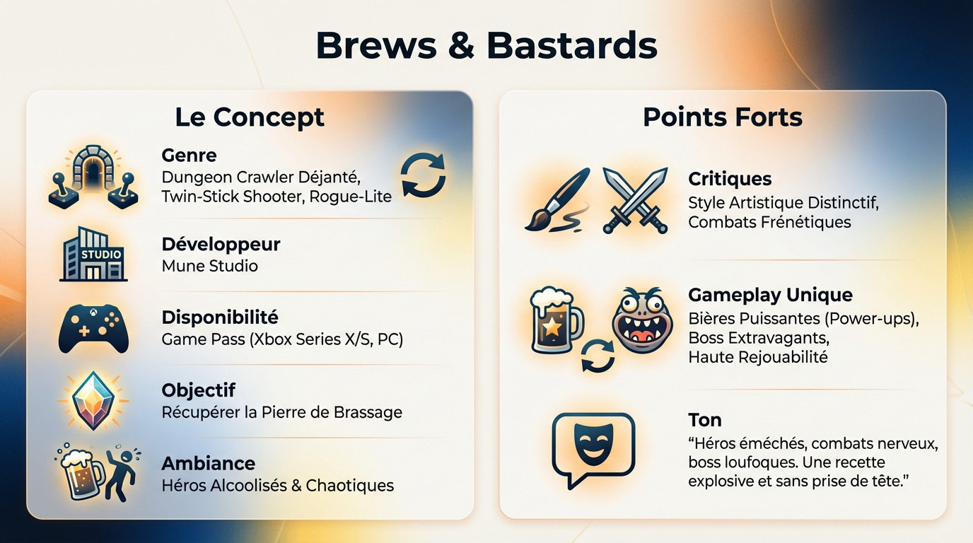 Brews & Bastards gameplay dungeon crawler sur xbox game pass