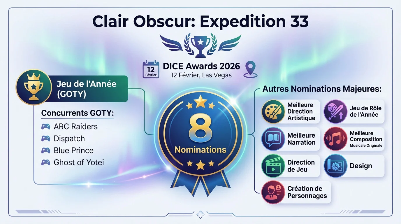 Clair Obscur Expedition 33 avec ses 8 nominations aux DICE Awards 2026