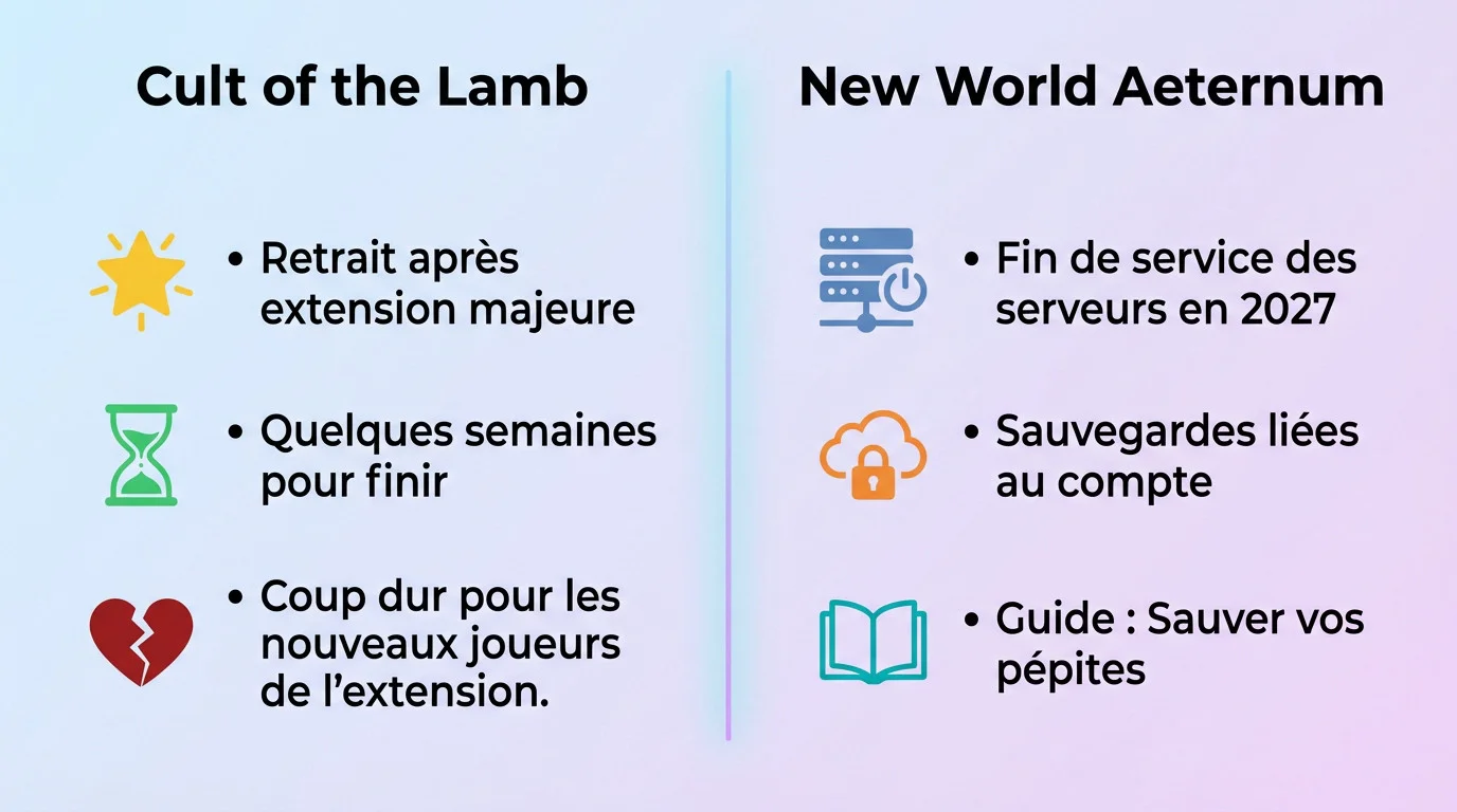 Comparaison visuelle entre Cult of the Lamb et New World Aeternum pour le catalogue PS Plus