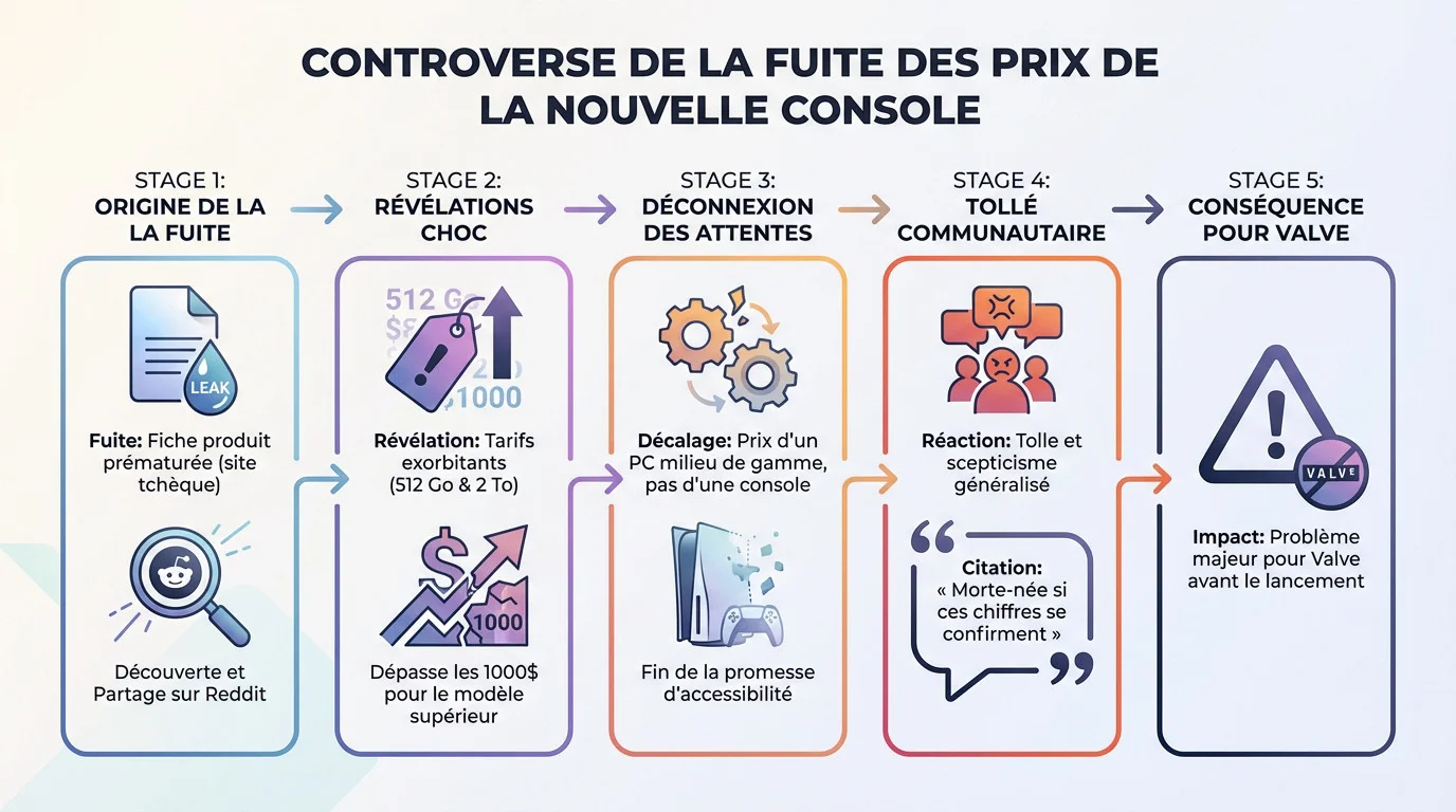 Fuite de prix Steam Machine montrant des tarifs élevés et la réaction choquée des joueurs