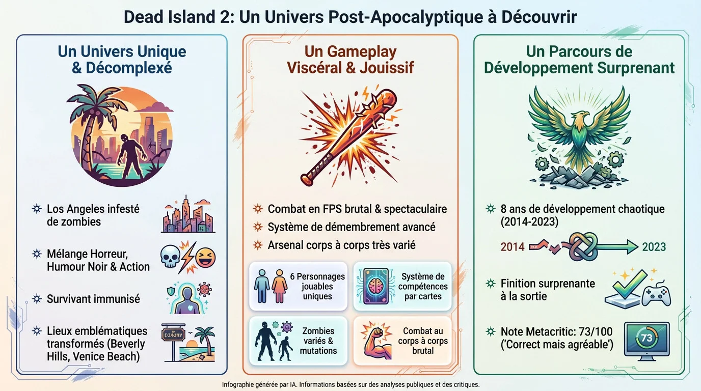 Combat brutal contre des zombies dans Dead Island 2 à Los Angeles