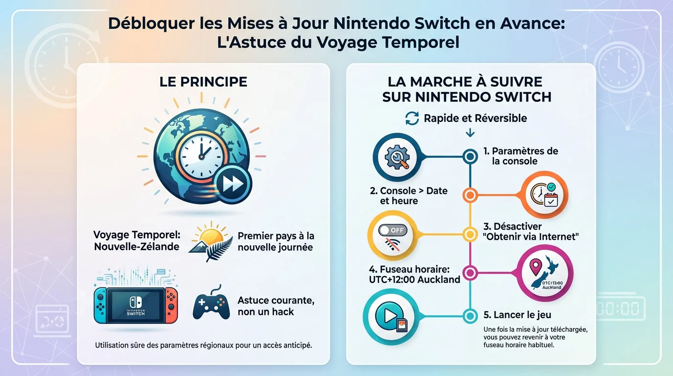 Modification des paramètres de date et heure sur Nintendo Switch pour l'accès anticipé
