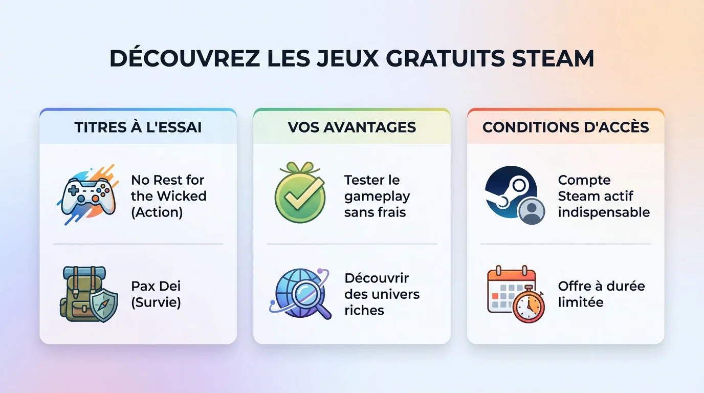 Aperçu des jeux gratuits disponibles sur la plateforme Steam ce week-end