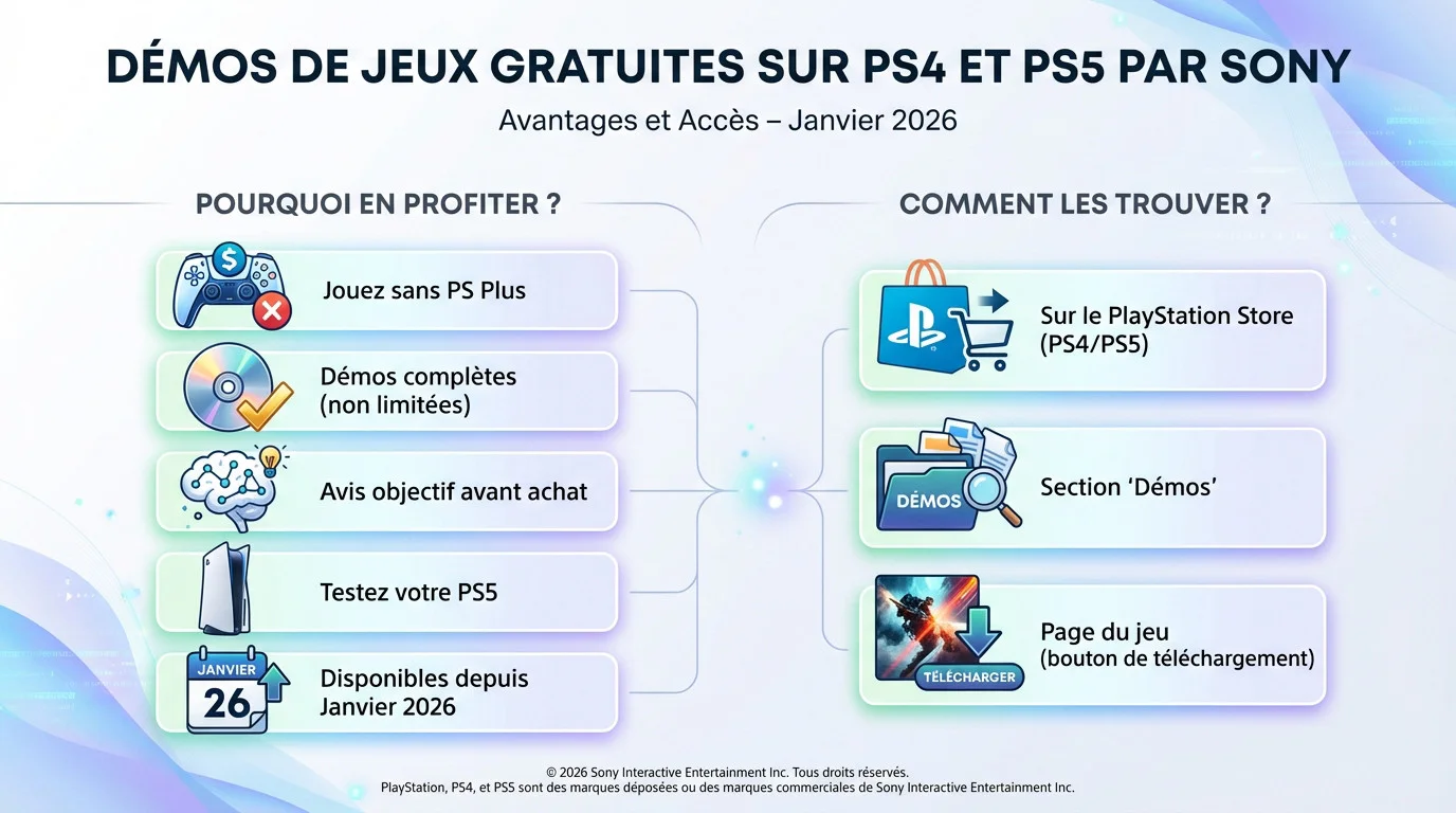 Interface du PlayStation Store mettant en avant les nouvelles démos gratuites disponibles sur PS4 et PS5