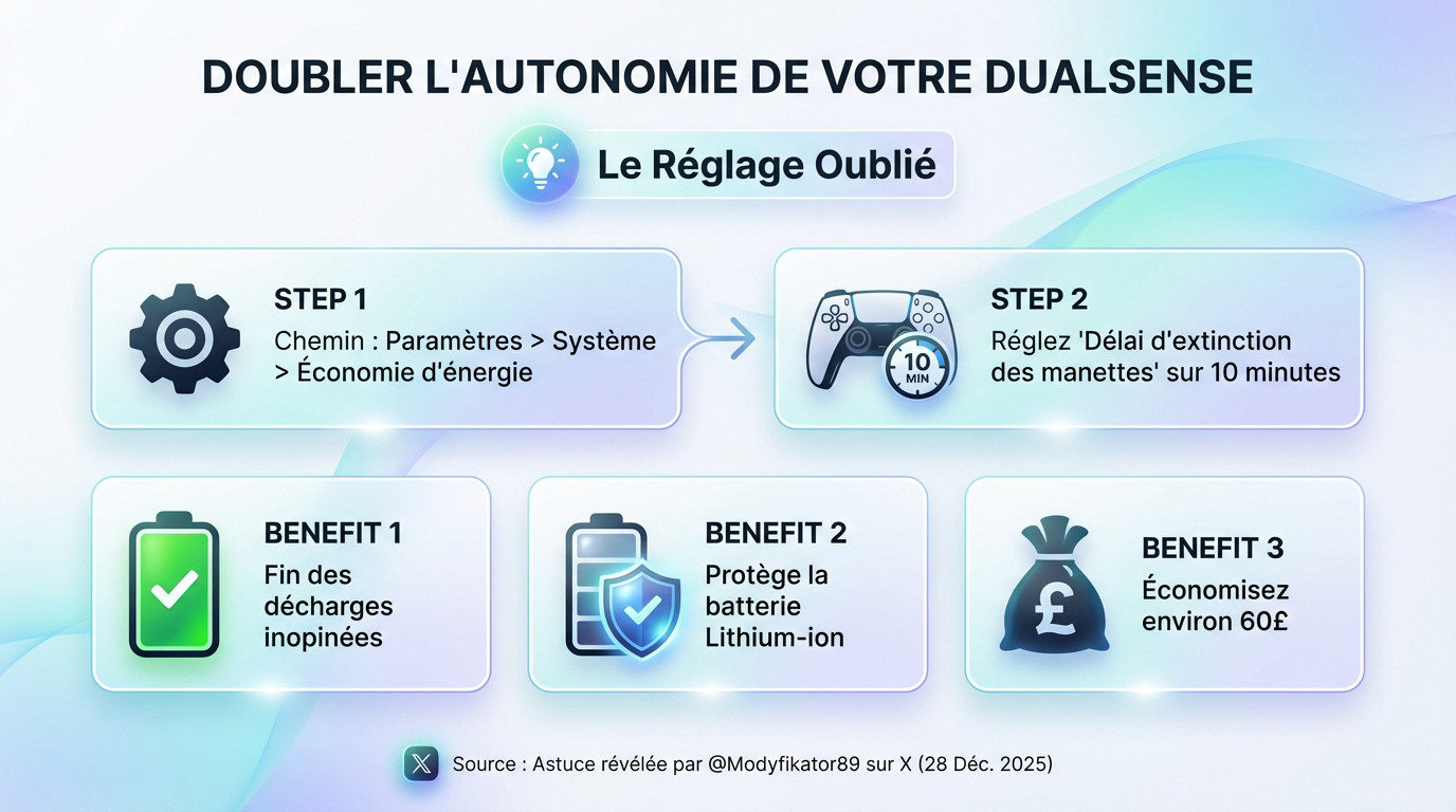 Réglage manette PS5 DualSense pour optimiser l'autonomie