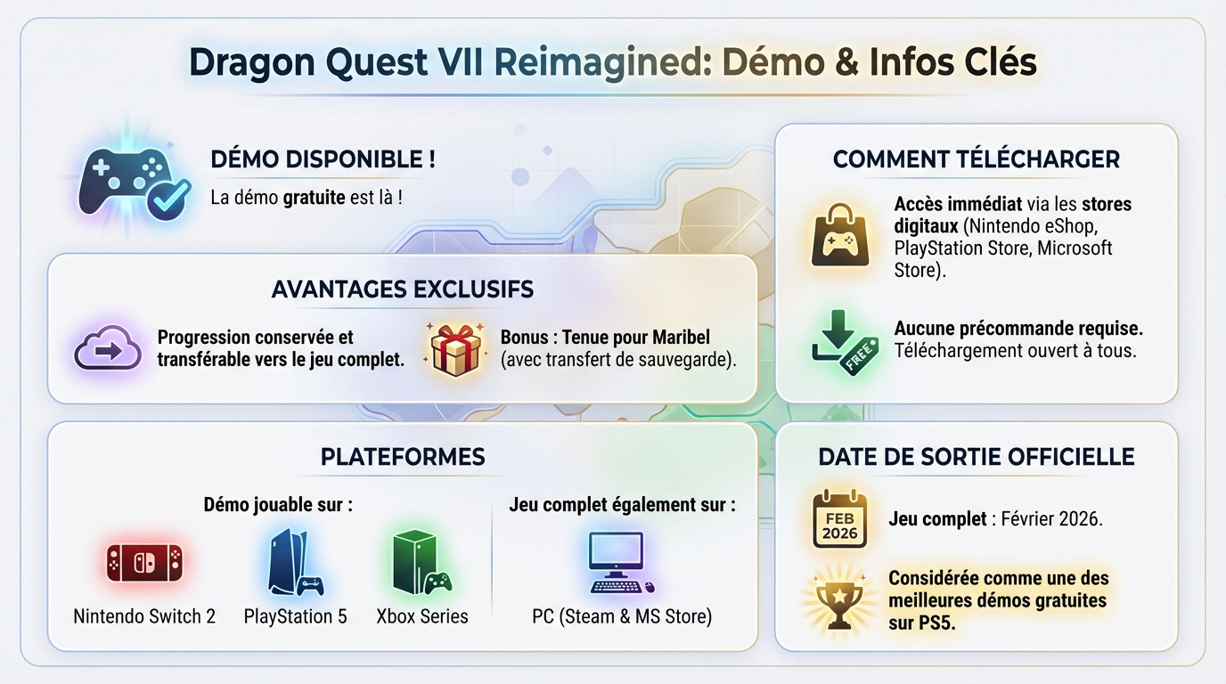Aperçu de la démo gratuite de Dragon Quest 7 Reimagined disponible sur consoles