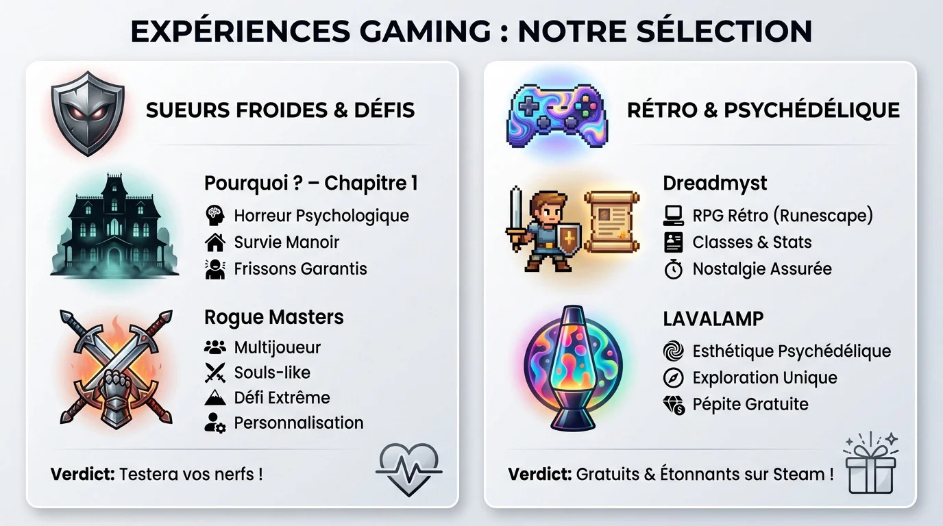 Sélection variée de jeux PC gratuits disponibles sur Steam