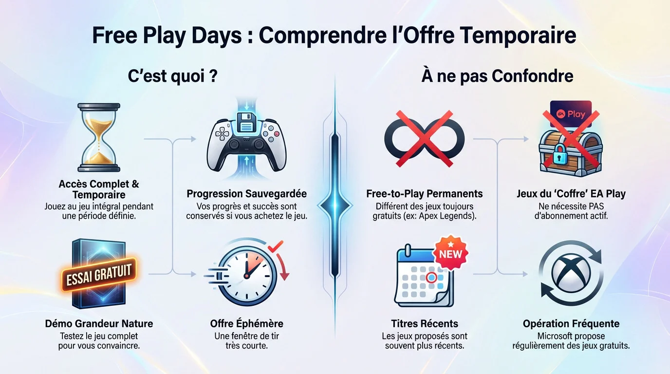 Explication du fonctionnement de l'offre temporaire Free Play Days pour les jeux EA sur Xbox