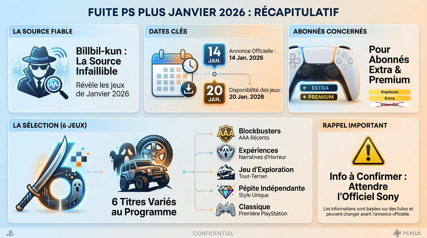 Récapitulatif de la fuite des jeux PS Plus Extra et Premium de janvier 2026