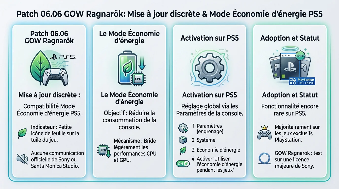 Kratos dans God of War Ragnarok avec l'icône du mode économie d'énergie sur PS5