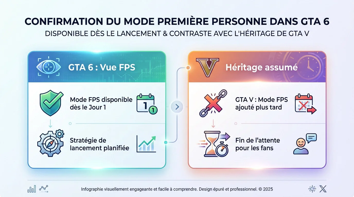 Comparaison disponibilité mode FPS GTA 6 lancement vs GTA 5