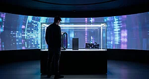 Exposition d'équipements technologiques modernes lumineux