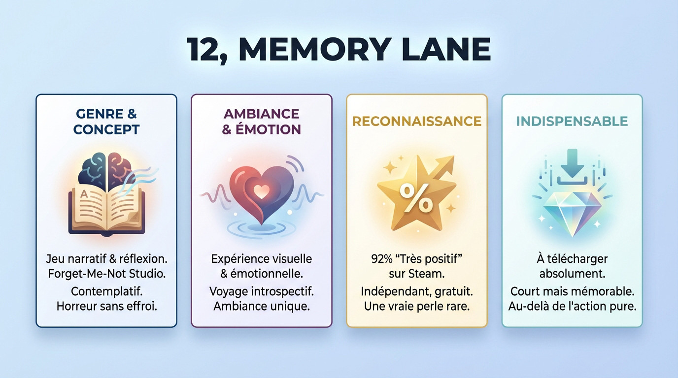 Aperçu de l'ambiance visuelle et mystérieuse du jeu 12 Memory Lane