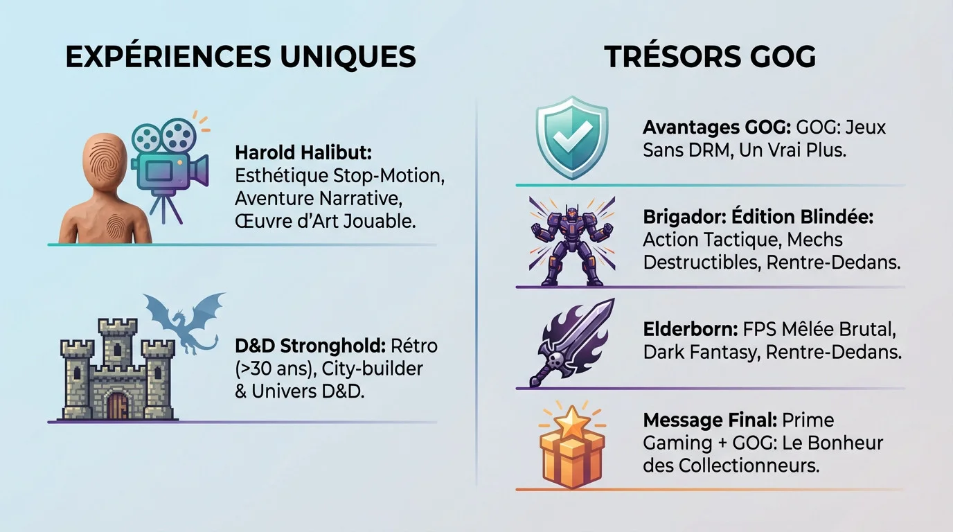 Infographie présentant la sélection variée de jeux vidéo offerts