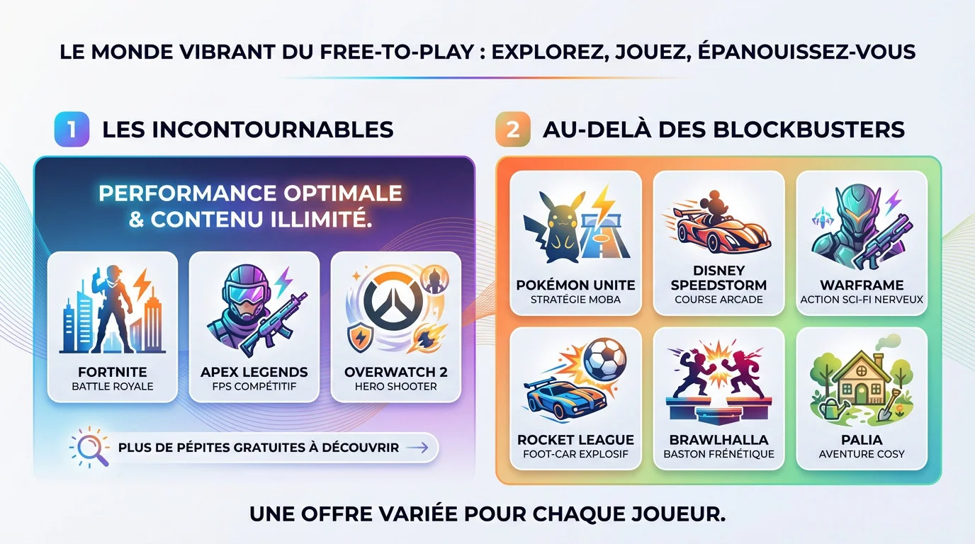 Aperçu dynamique des jeux free-to-play disponibles sur Nintendo Switch 2