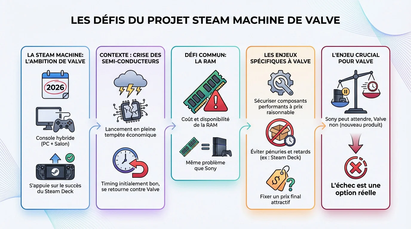 Illustration des défis économiques et techniques pour la future Steam Machine de Valve