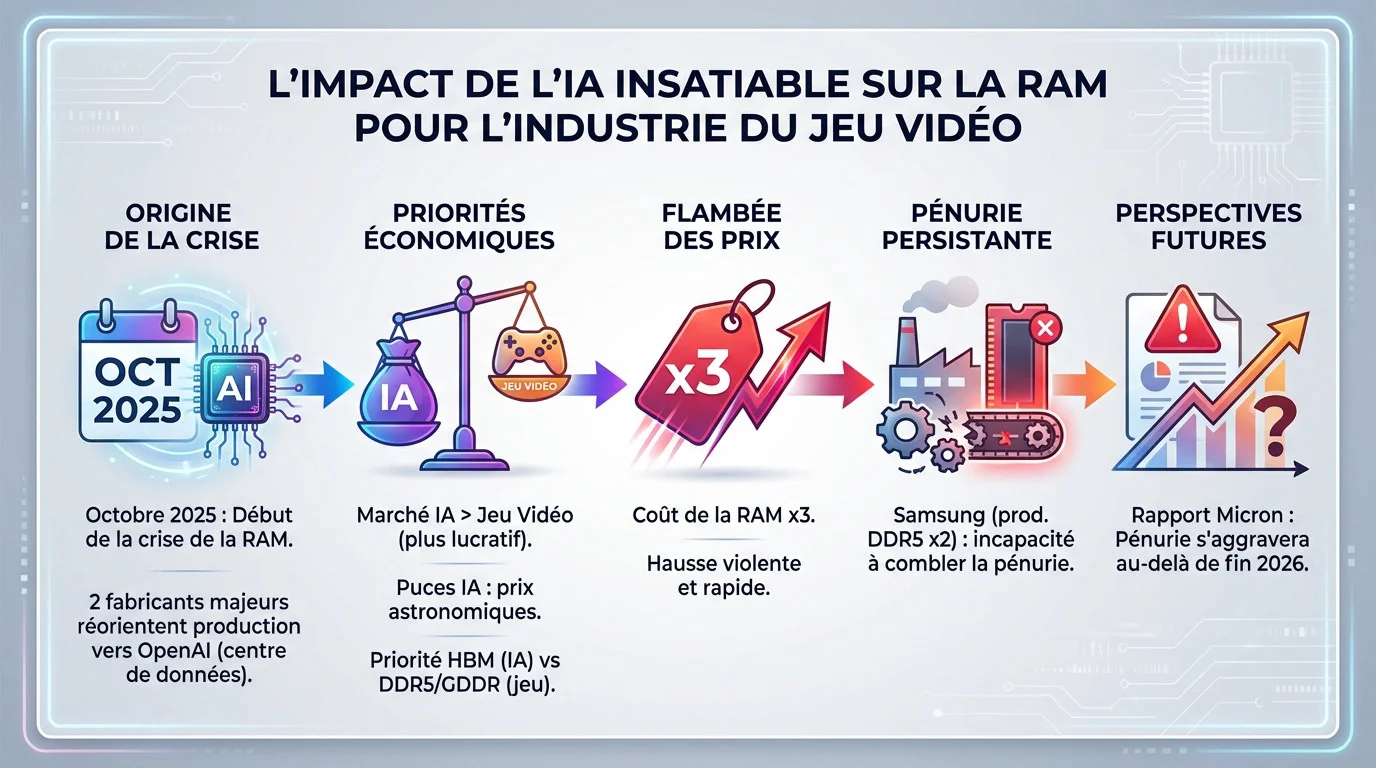 Pénurie mondiale de RAM causée par la demande en IA impactant les consoles