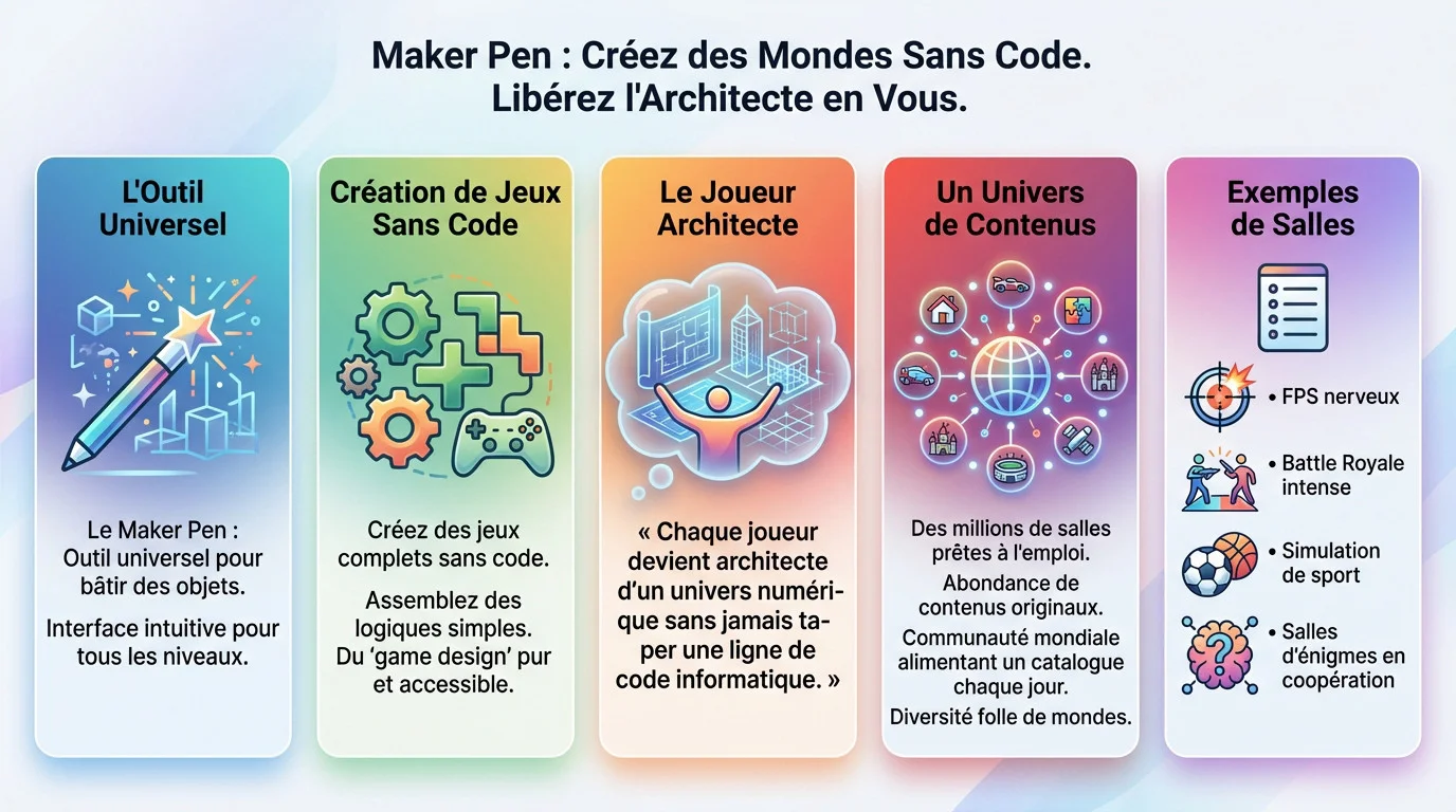 Utilisation du Maker Pen dans Rec Room pour créer des objets et des mondes virtuels sans code