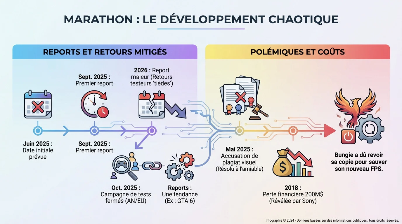 Développement chaotique du jeu Marathon de Bungie marqué par des reports