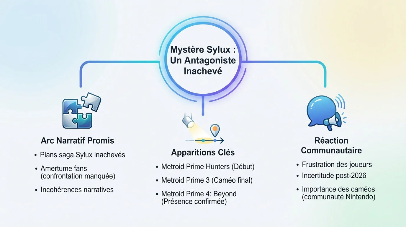 L'antagoniste Sylux face à Samus Aran dans Metroid Prime 4