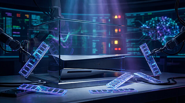 next gen console ais demands rams scarcity Ordinateur avec composants électroniques futuristes.
