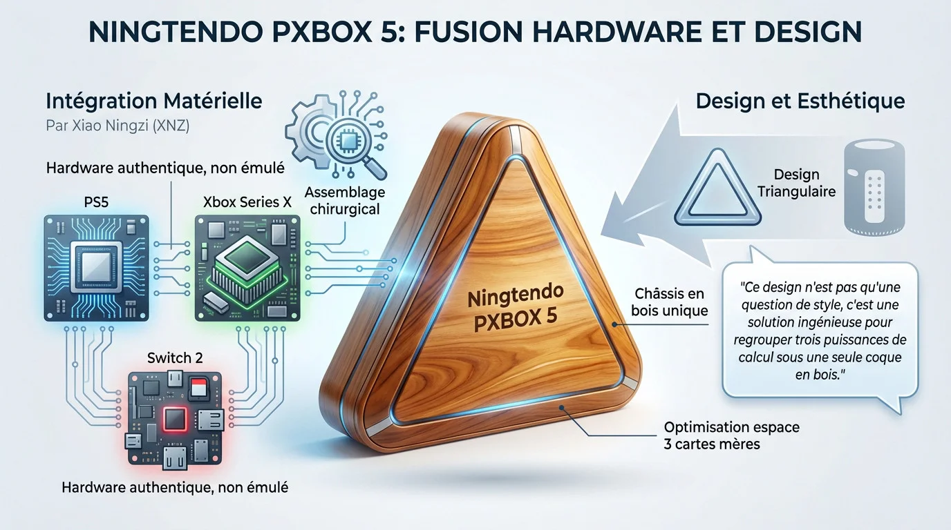 Console hybride Ningtendo PXBOX 5 intégrant les composants PS5 Xbox et Switch 2